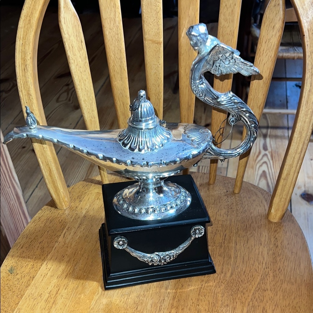 Screen Used Cast Brass Aladdin Genie Lantern Winged Handle Art Nouveau Statue